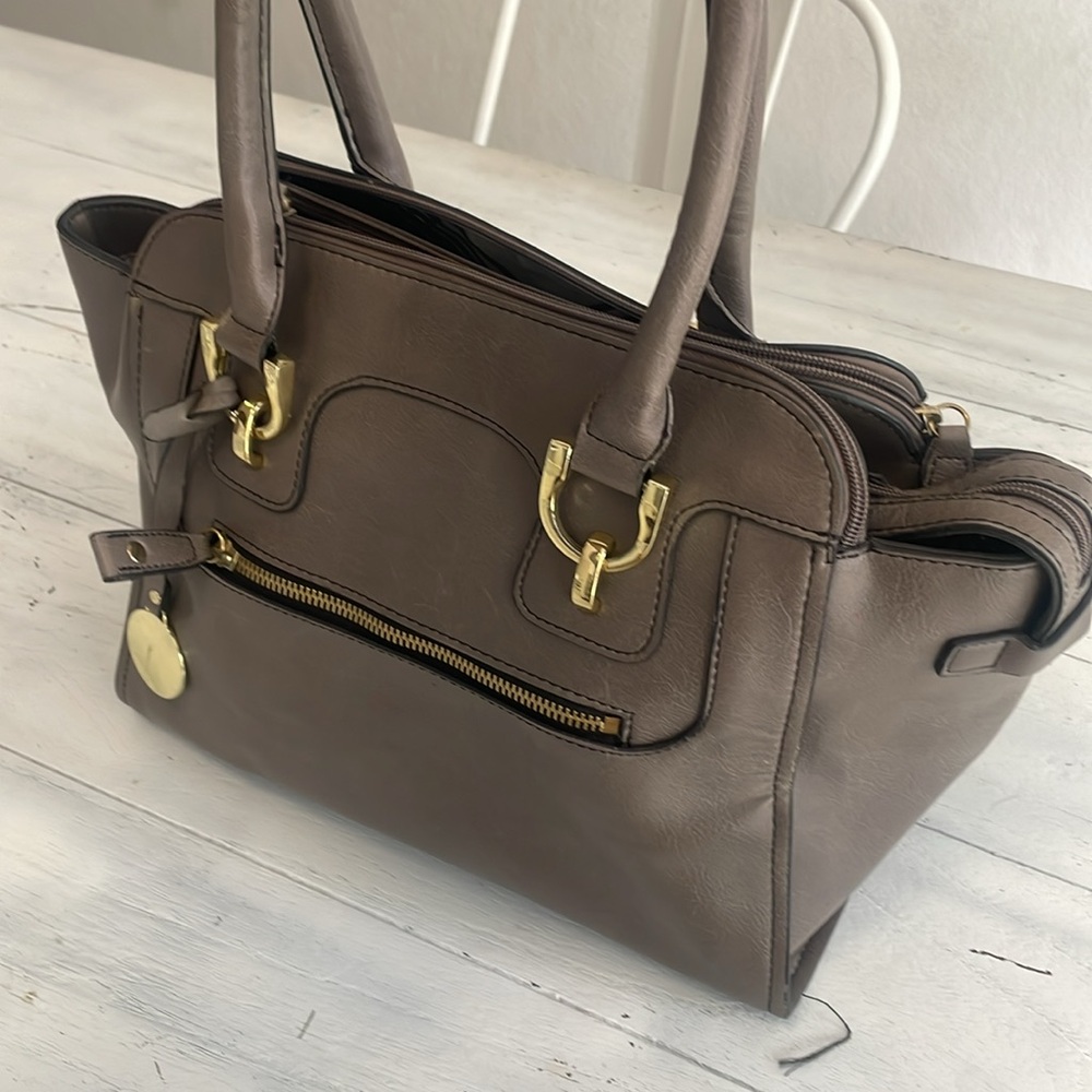 London Fog purse grey leather tote birkinstyle